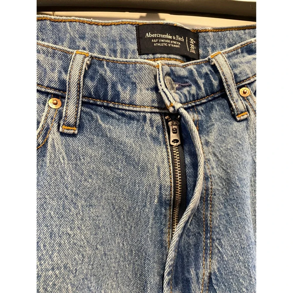 Abercrombie & Fitch Athletic Straight Jeans Mens 32x32 Medium Wash Vintage‎ EUC